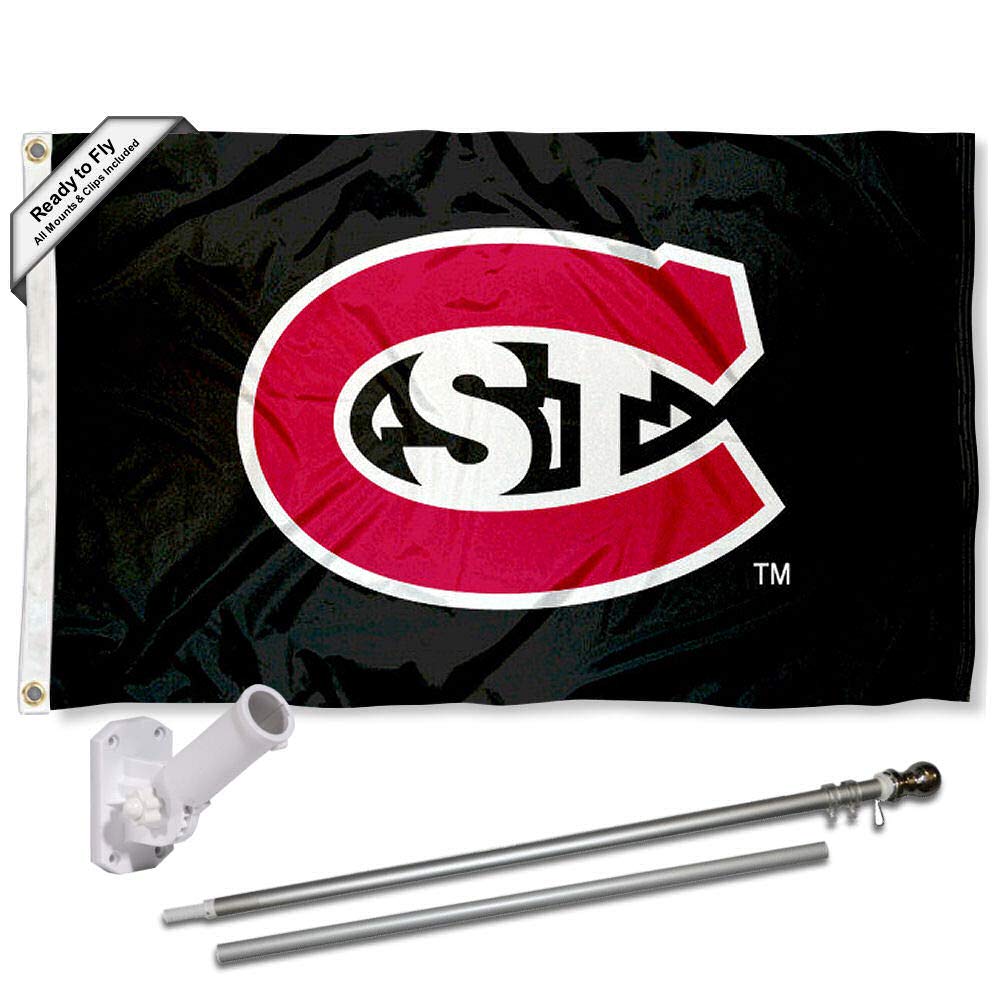College Flags & Banners Co. St. Cloud State University Polyester Flag and Pole Bracket Mount Bundle - Sports Collectibles, Sports Memorabilia, Sports Fan Shop, Sports Gifts