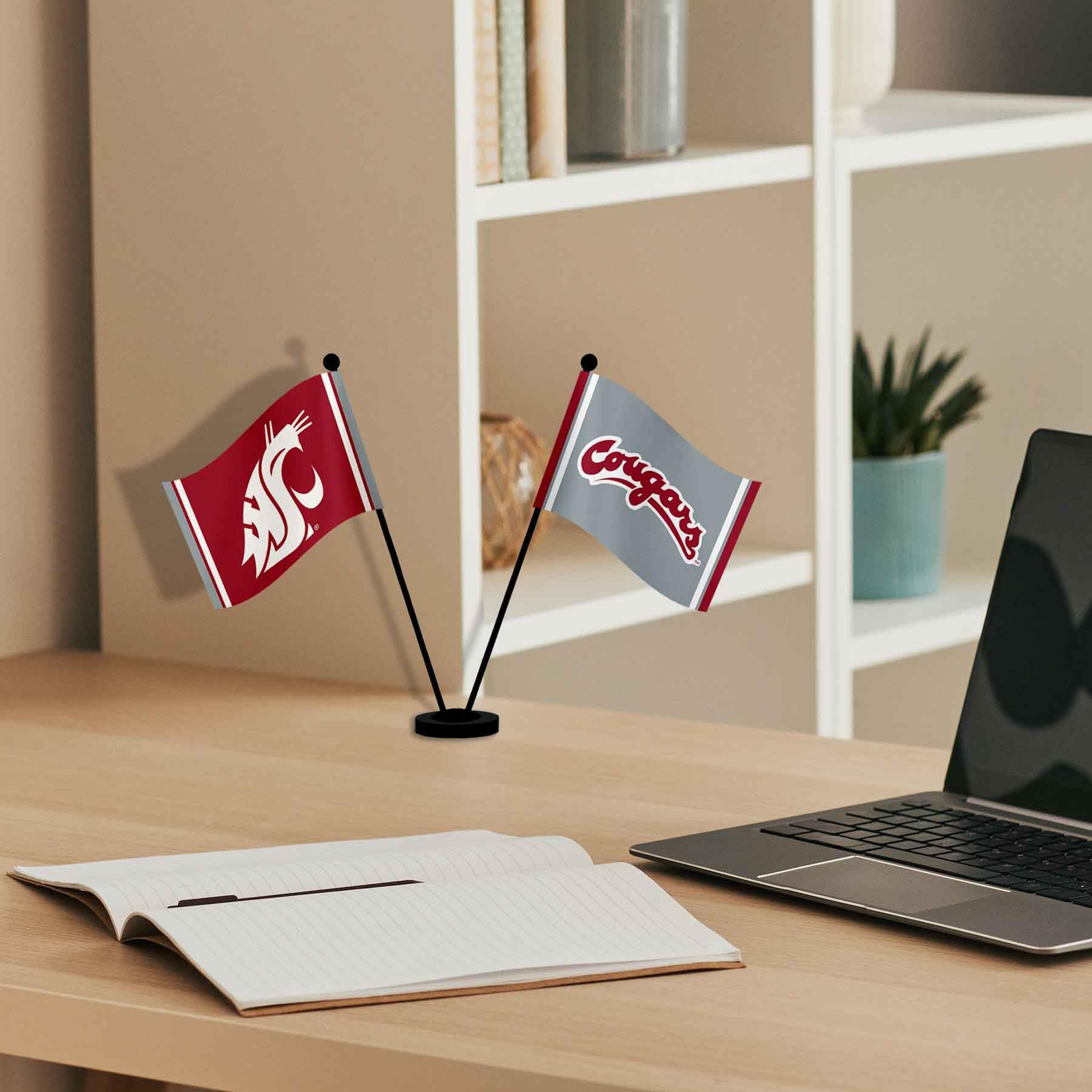WinCraft Washington State Cougars Desk and Table Top Flags - Sports Collectibles, Sports Memorabilia, Sports Fan Shop, Sports Gifts