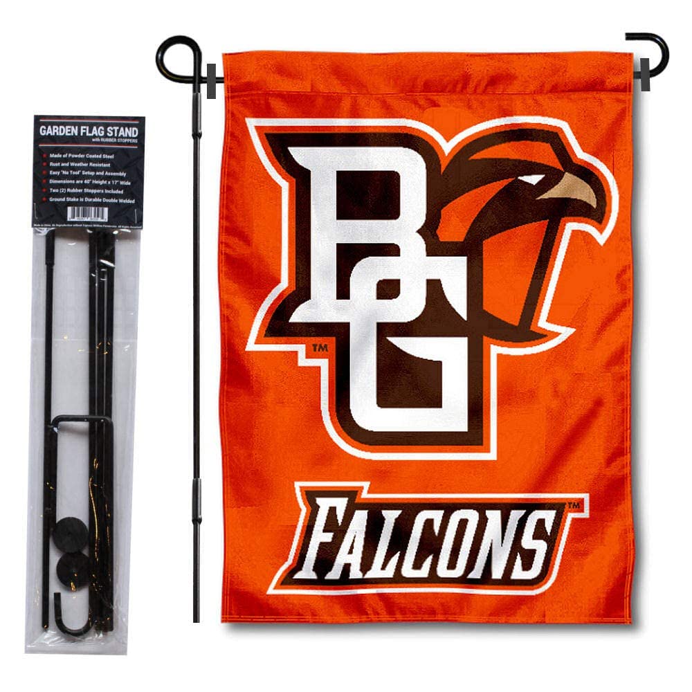 College Flags & Banners Co. Bowling Green State University Garden Flag and USA Flag Stand Pole Holder Set - Sports Collectibles, Sports Memorabilia, Sports Fan Shop, Sports Gifts