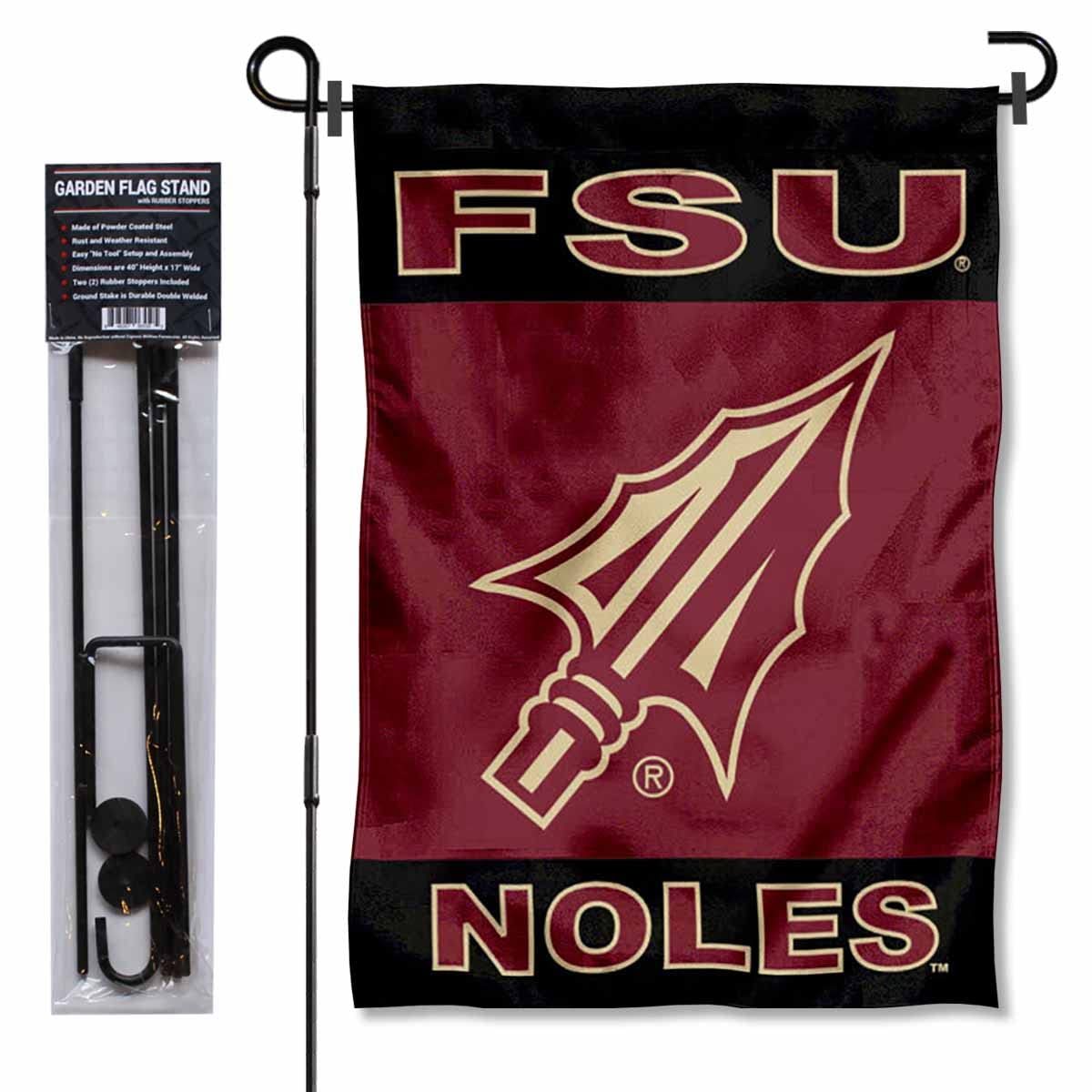 College Flags & Banners Co. Florida State Seminoles Arrow Garden Flag with Pole Stand Holder - Sports Collectibles, Sports Memorabilia, Sports Fan Shop, Sports Gifts