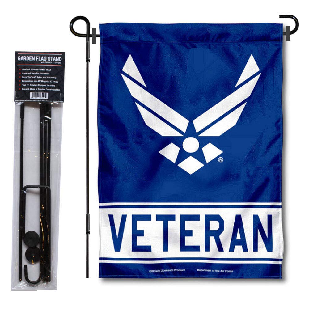 WinCraft Air Force Veteran Garden Flag with Stand Holder - Sports Collectibles, Sports Memorabilia, Sports Fan Shop, Sports Gifts