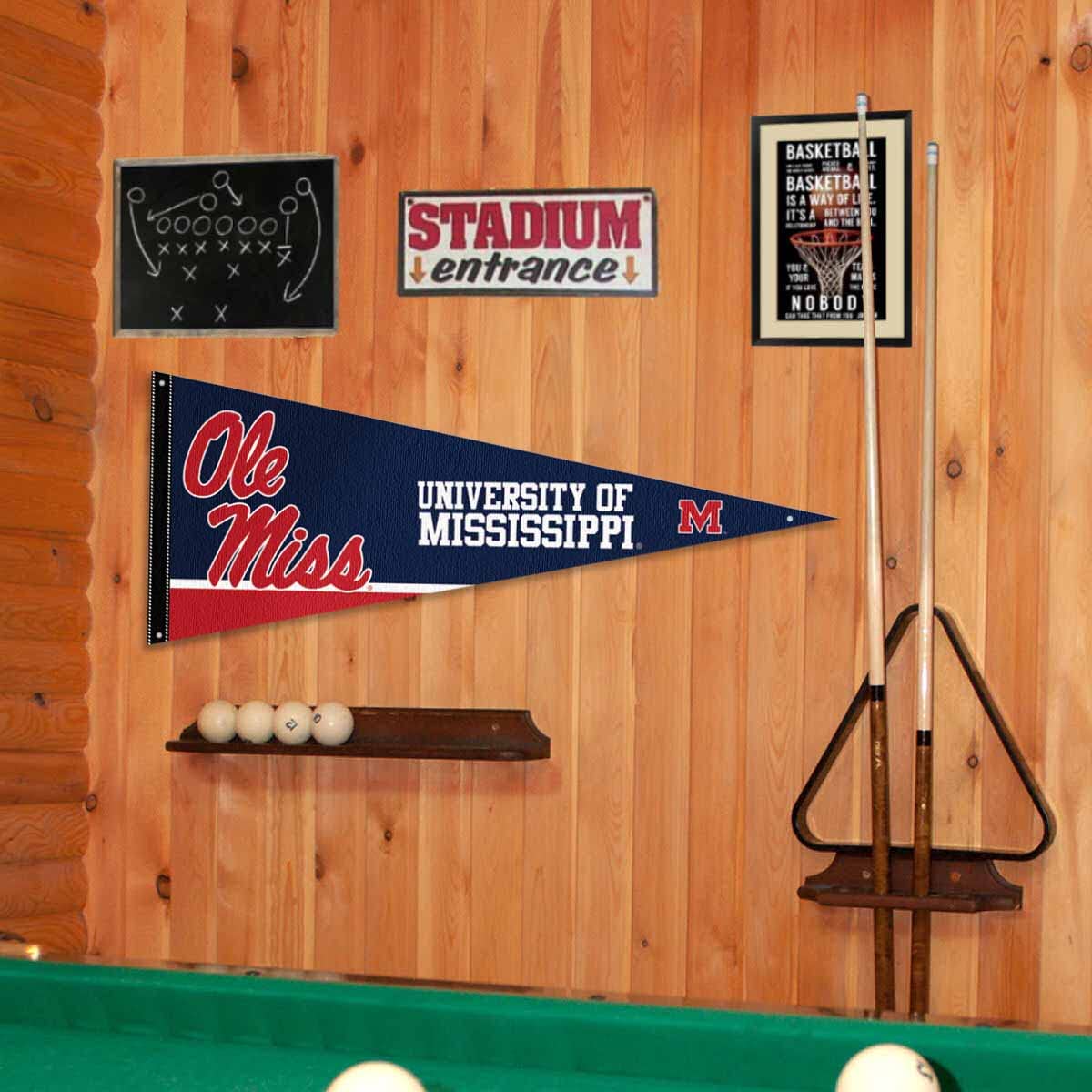 College Flags & Banners Co. Ole Miss Pennant Flag and Wall Tack Mount Pads - Sports Collectibles, Sports Memorabilia, Sports Fan Shop, Sports Gifts