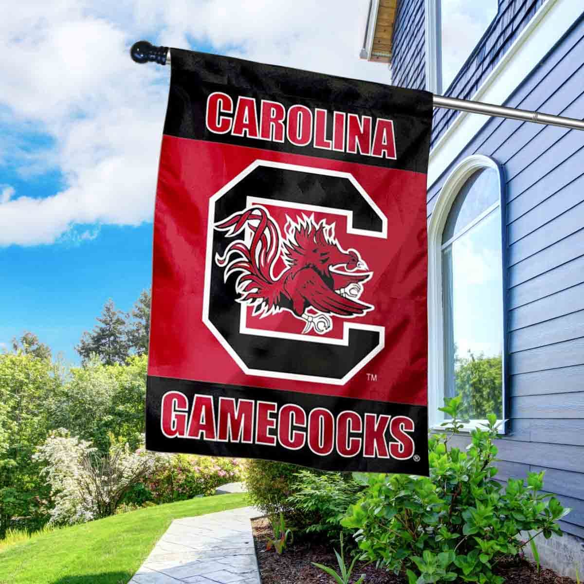 College Flags & Banners Co. South Carolina Gamecocks Banner Flag with Flag Pole Set - Sports Collectibles, Sports Memorabilia, Sports Fan Shop, Sports Gifts