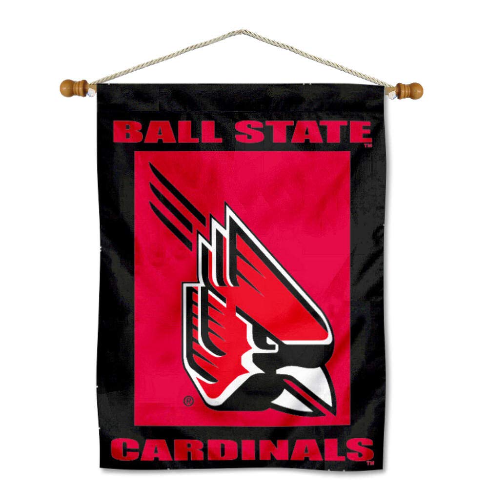 Ball State University House Flag and Wood Banner Pole Set - Sports Collectibles, Sports Memorabilia, Sports Fan Shop, Sports Gifts