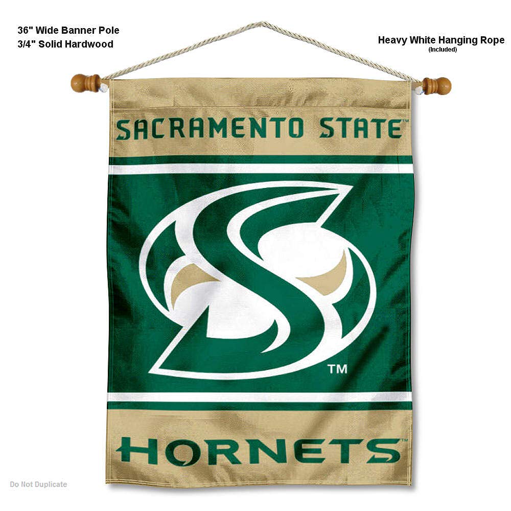 Sacramento State Hornets Double Sided Banner and Wood Banner Pole Set - Sports Collectibles, Sports Memorabilia, Sports Fan Shop, Sports Gifts