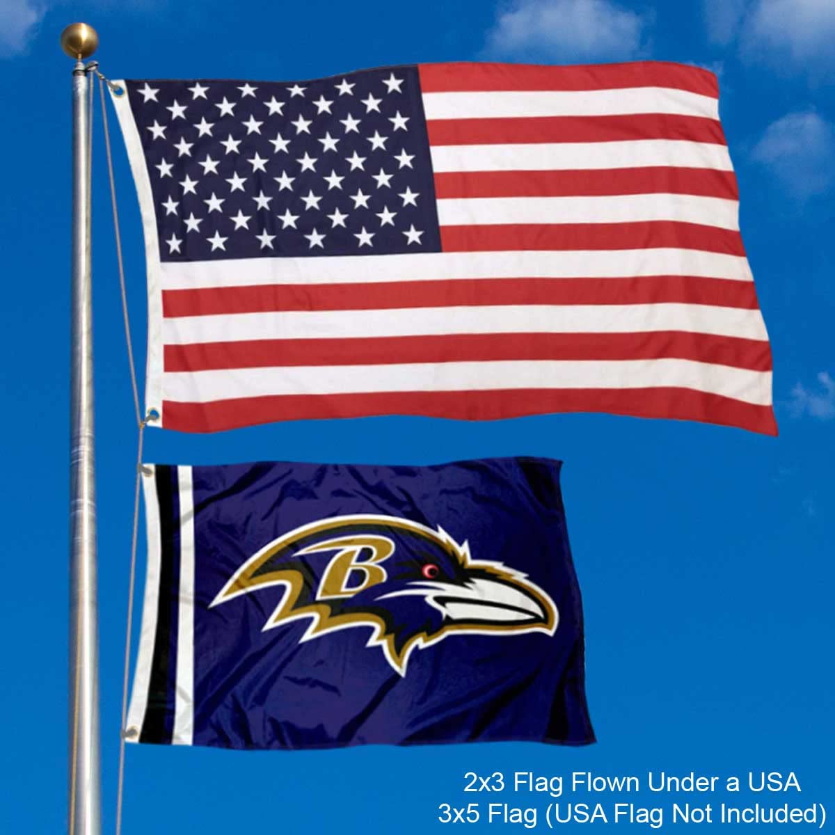 WinCraft Baltimore Ravens 2x3 Feet Flag - Sports Collectibles, Sports Memorabilia, Sports Fan Shop, Sports Gifts