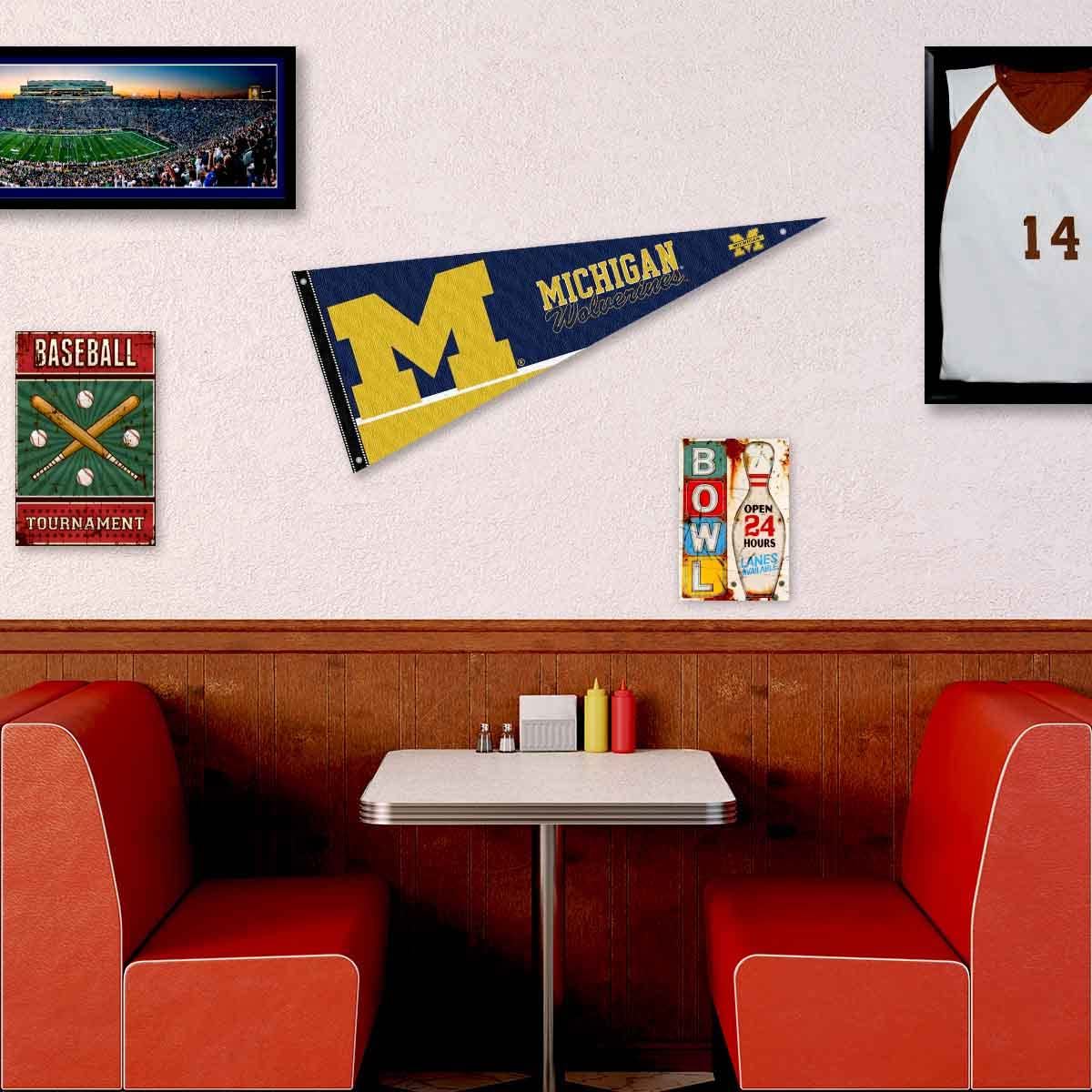 College Flags & Banners Co. Michigan Team University Wolverines Pennant Flag and Wall Tack Mount Pads - Sports Collectibles, Sports Memorabilia, Sports Fan Shop, Sports Gifts