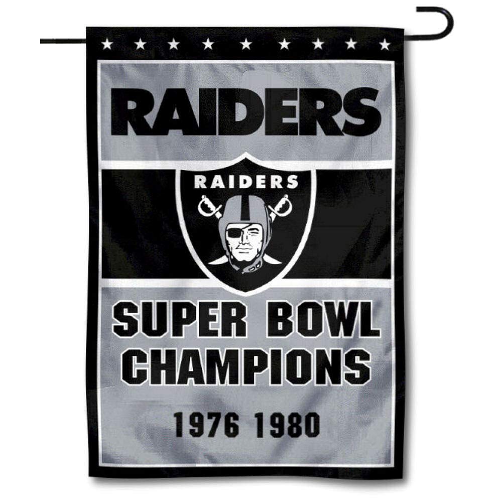 WinCraft Las Vegas Raiders 2 Time Super Bowl Champions Double Sided Garden Flag - Sports Collectibles, Sports Memorabilia, Sports Fan Shop, Sports Gifts