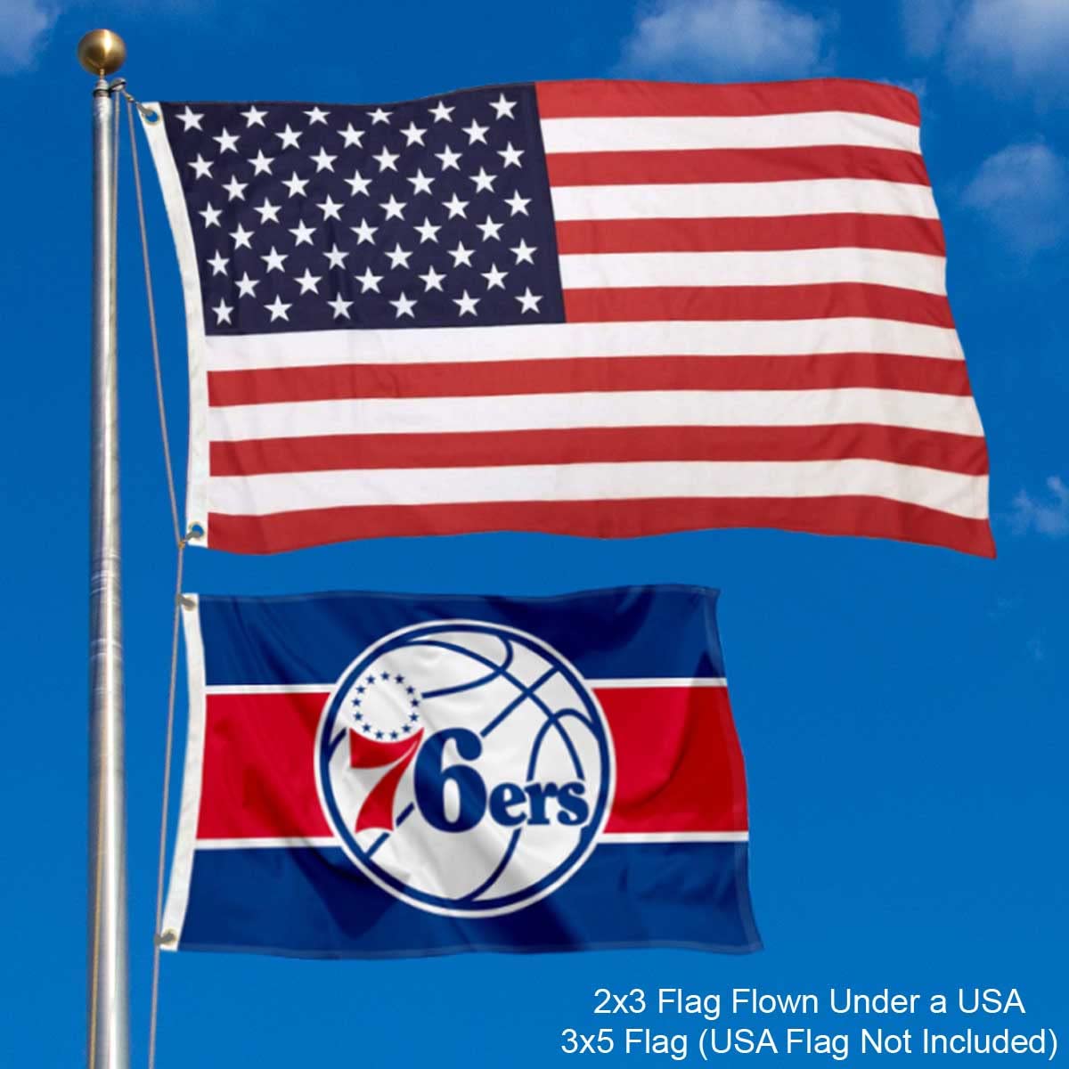 WinCraft Philadelphia 76ers Small 2x3 Foot Banner Flag - Sports Collectibles, Sports Memorabilia, Sports Fan Shop, Sports Gifts