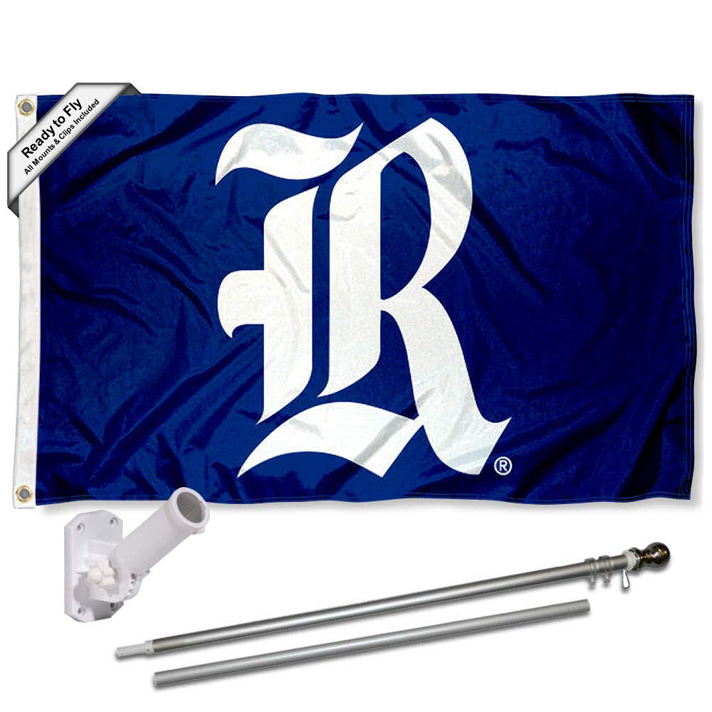 College Flags & Banners Co. Rice Owls Old English Flag and Pole Bracket Mount Bundle - Sports Collectibles, Sports Memorabilia, Sports Fan Shop, Sports Gifts