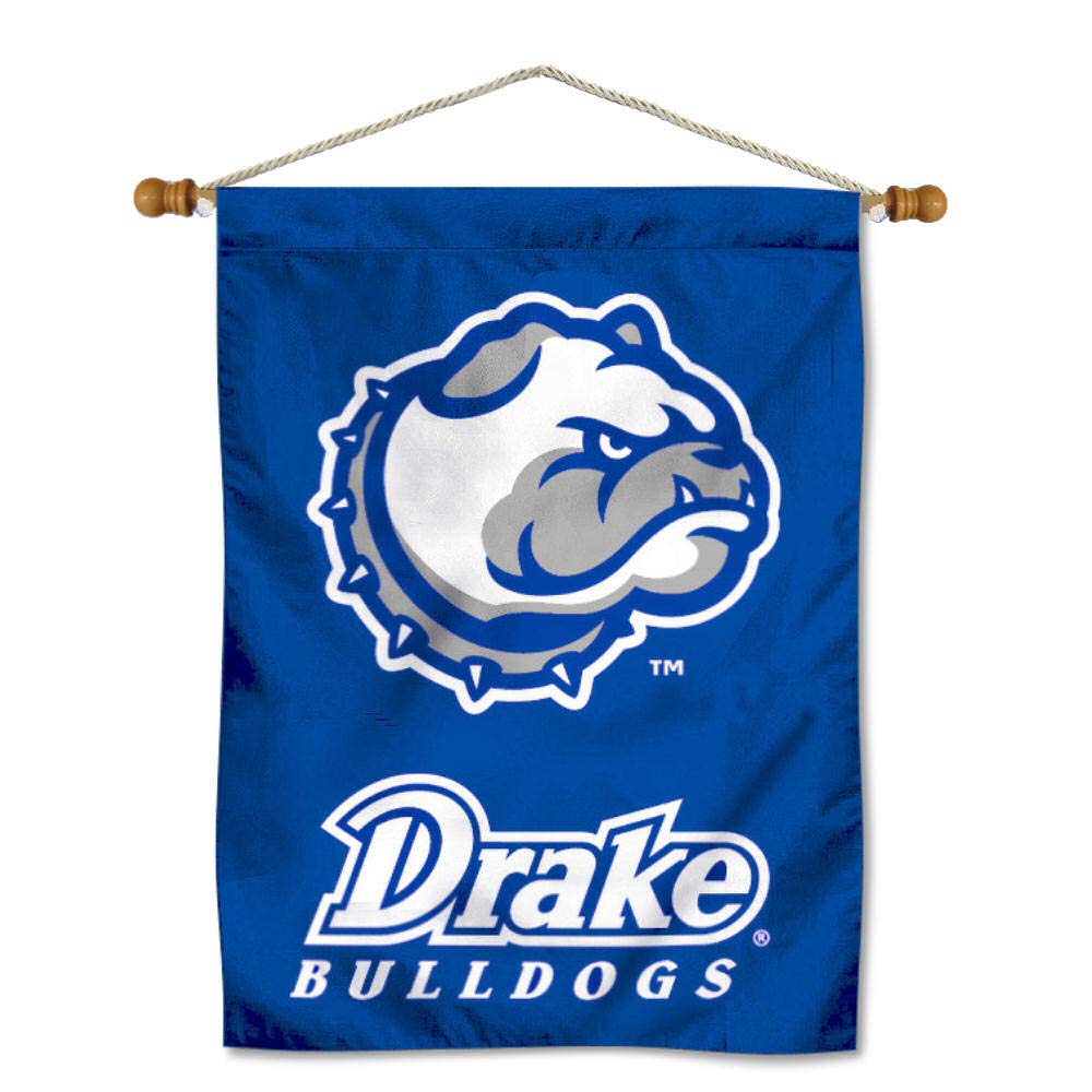 College Flags & Banners Co. Drake University Bulldogs Logo House Flag and Wood Banner Pole Set - Sports Collectibles, Sports Memorabilia, Sports Fan Shop, Sports Gifts