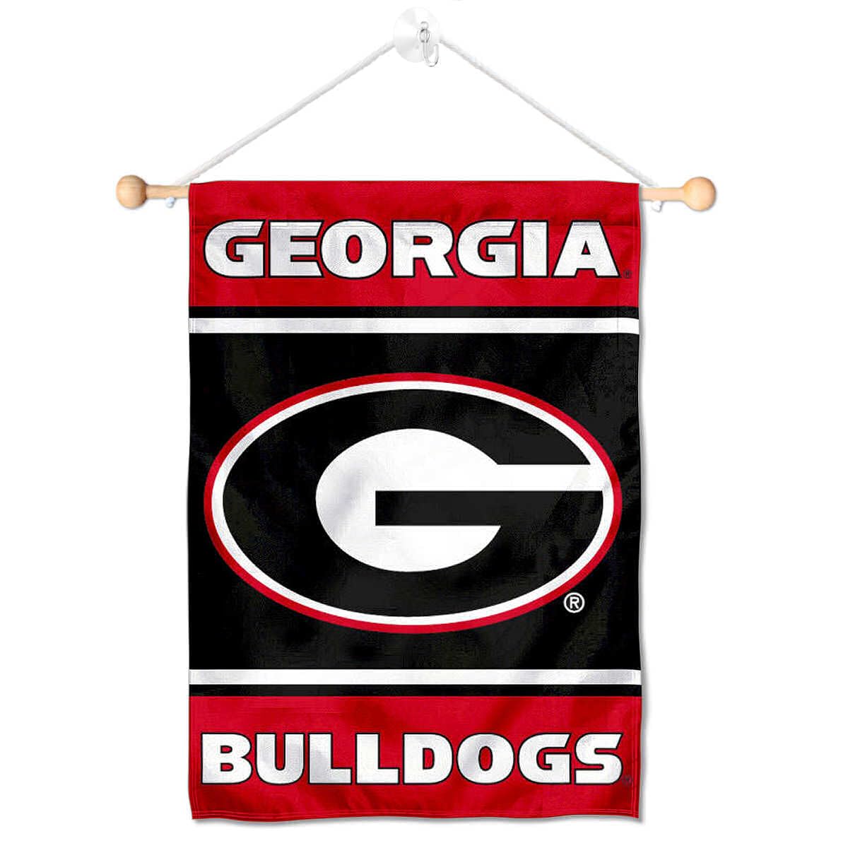 College Flags & Banners Co. Georgia Bulldogs Window Wall Banner Hanging Flag with Suction Cup - Sports Collectibles, Sports Memorabilia, Sports Fan Shop, Sports Gifts