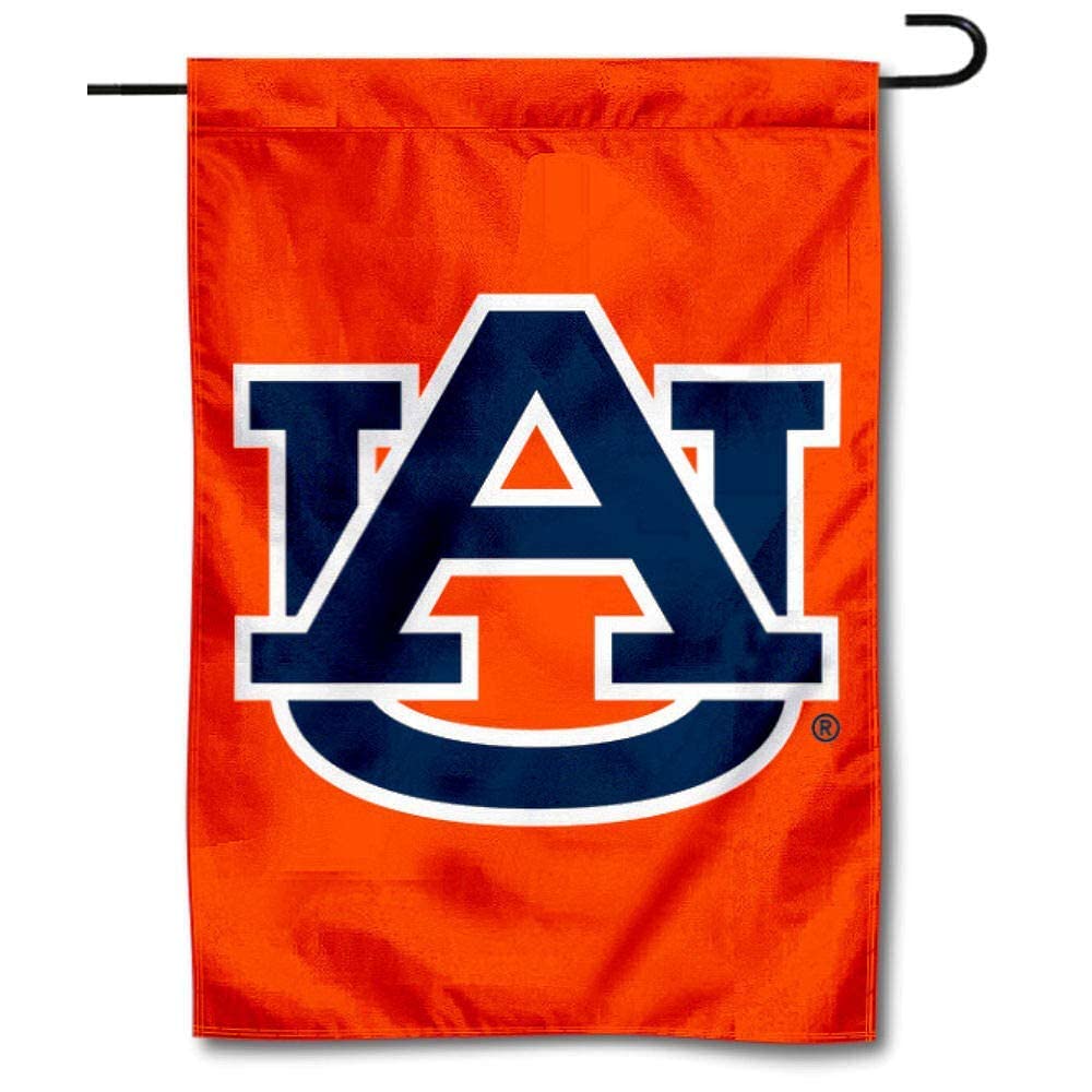 College Flags & Banners Co. Auburn University Orange Garden Flag and USA Flag Stand Pole Holder Set - Sports Collectibles, Sports Memorabilia, Sports Fan Shop, Sports Gifts