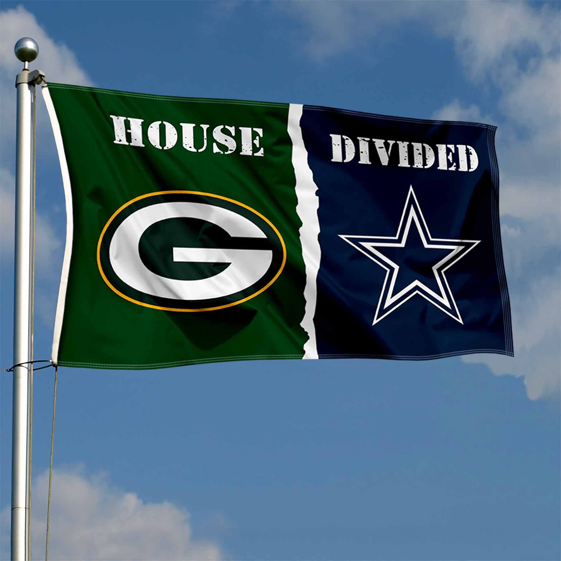 WinCraft Packers and Cowboys House Divided Flag Rivalry Banner - Sports Collectibles, Sports Memorabilia, Sports Fan Shop, Sports Gifts