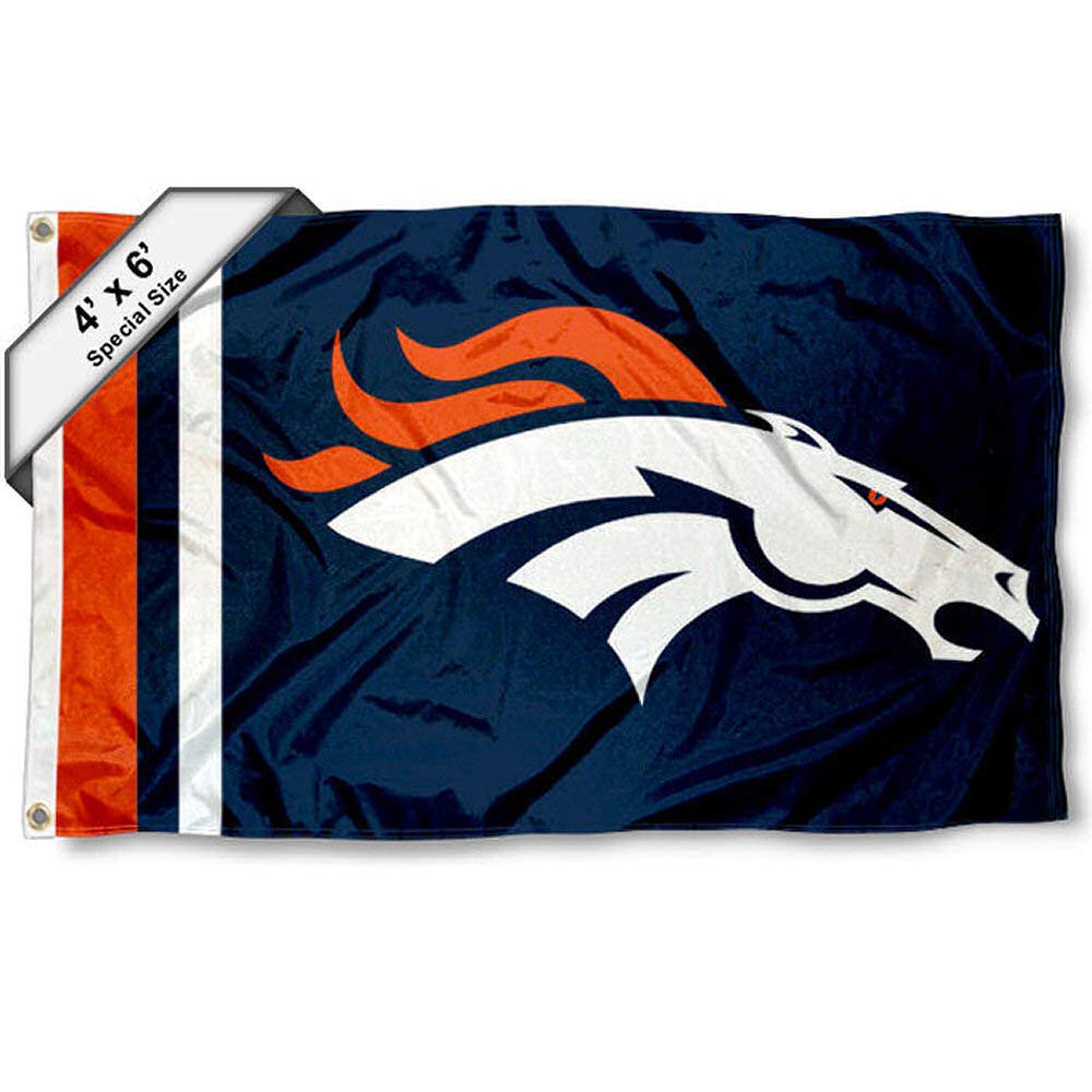 WinCraft Denver Broncos 4 ft x 6 ft Foot Flag - Sports Collectibles, Sports Memorabilia, Sports Fan Shop, Sports Gifts