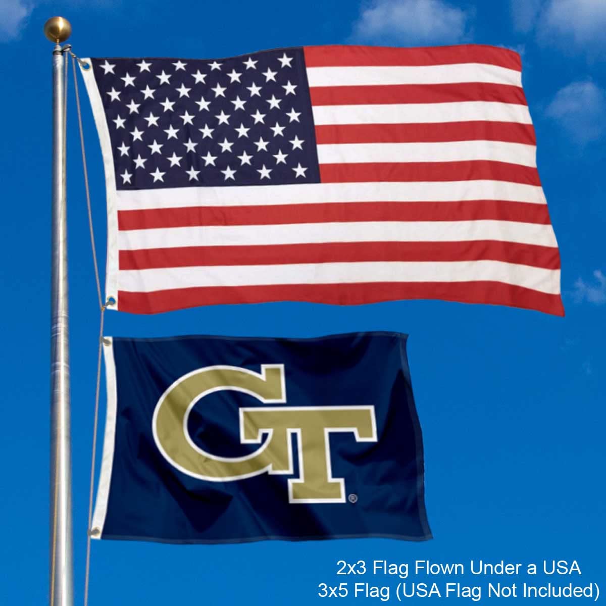 College Flags & Banners Co. Georgia Tech Yellow Jackets Small 2x3 Foot Flag - Sports Collectibles, Sports Memorabilia, Sports Fan Shop, Sports Gifts