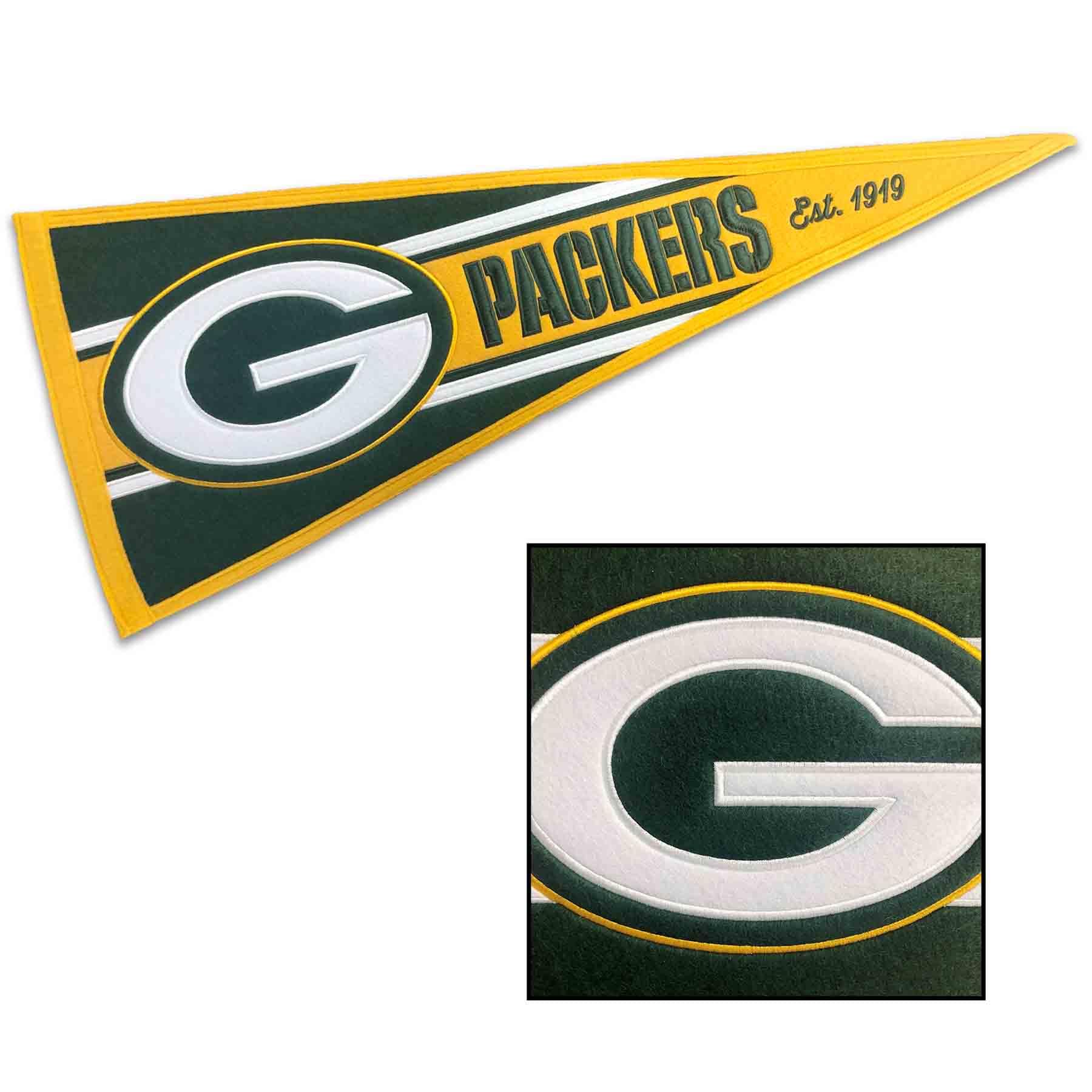 WinCraft Green Bay Packers Embroidered and Sewn Pennant - Sports Collectibles, Sports Memorabilia, Sports Fan Shop, Sports Gifts