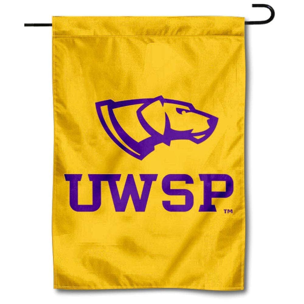 College Flags & Banners Co. UW Stevens Point Pointers Logo Garden Flag and USA Flag Stand Pole Holder Set - Sports Collectibles, Sports Memorabilia, Sports Fan Shop, Sports Gifts