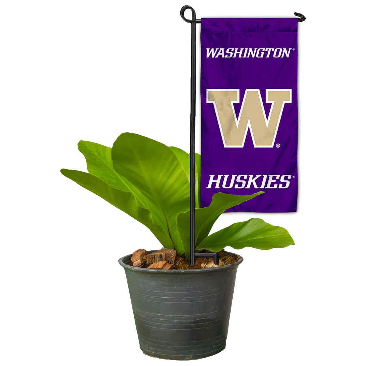 College Flags & Banners Co. Washington Huskies Mini Garden and Flower Pot Flag Topper - Sports Collectibles, Sports Memorabilia, Sports Fan Shop, Sports Gifts