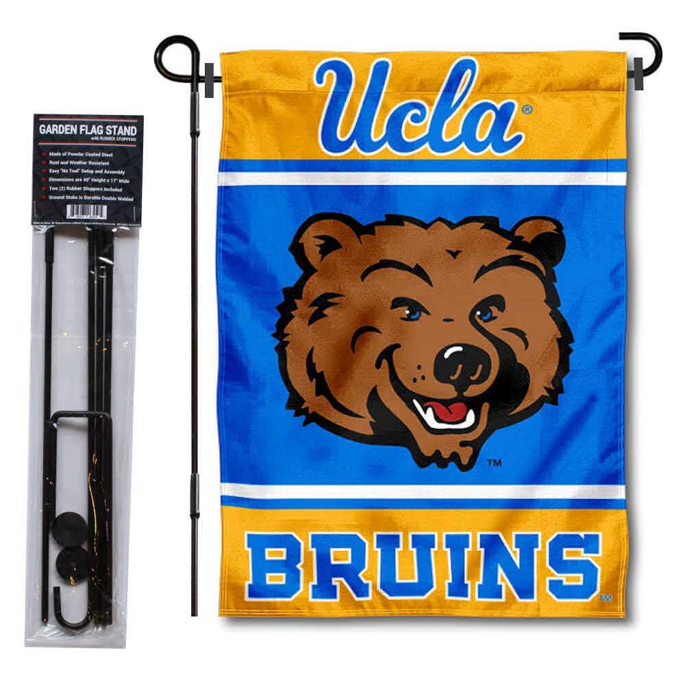 UCLA Bruins Garden Flag and USA Flag Stand Pole Holder Set - Sports Collectibles, Sports Memorabilia, Sports Fan Shop, Sports Gifts