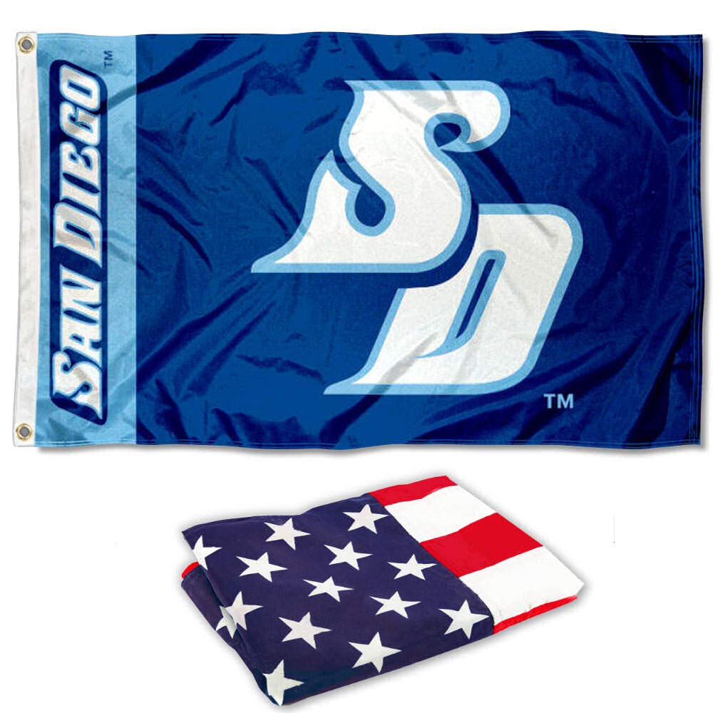 San Diego Toreros 3x5 Flag and USA 3x5 Flag Set - Sports Collectibles, Sports Memorabilia, Sports Fan Shop, Sports Gifts