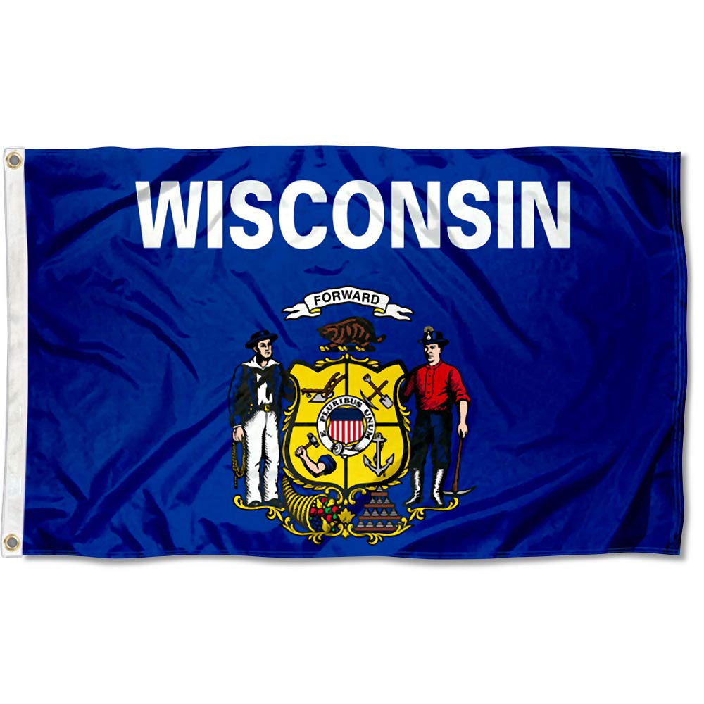 Sports Flags Pennants Company State of Wisconsin Flag 3x5 Foot Banner - Sports Collectibles, Sports Memorabilia, Sports Fan Shop, Sports Gifts