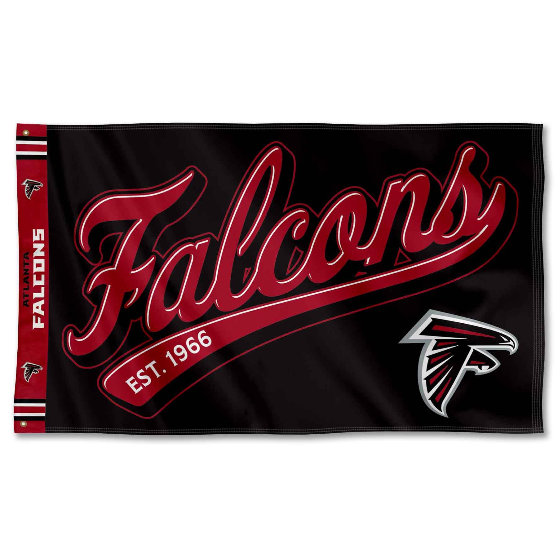 WinCraft Atlanta Falcons Script Logo Premium Flag - Sports Collectibles, Sports Memorabilia, Sports Fan Shop, Sports Gifts