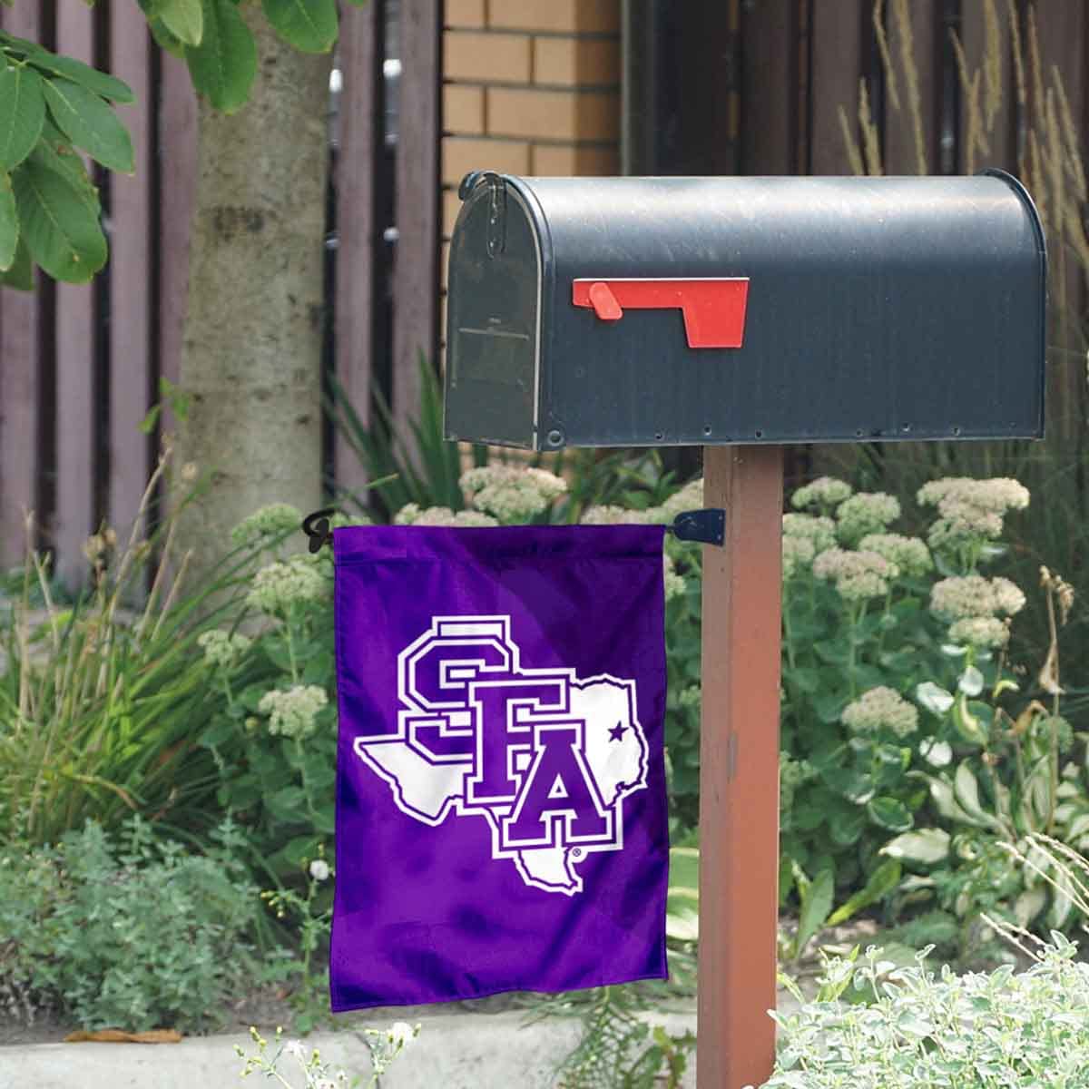 Stephen F. Austin Lumberjacks Logo Garden Flag and Mailbox Post Pole Mount Holder Set - Sports Collectibles, Sports Memorabilia, Sports Fan Shop, Sports Gifts