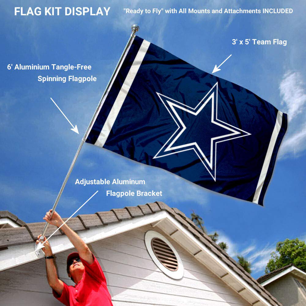 WinCraft Dallas Flag Pole and Bracket Kit - Sports Collectibles, Sports Memorabilia, Sports Fan Shop, Sports Gifts