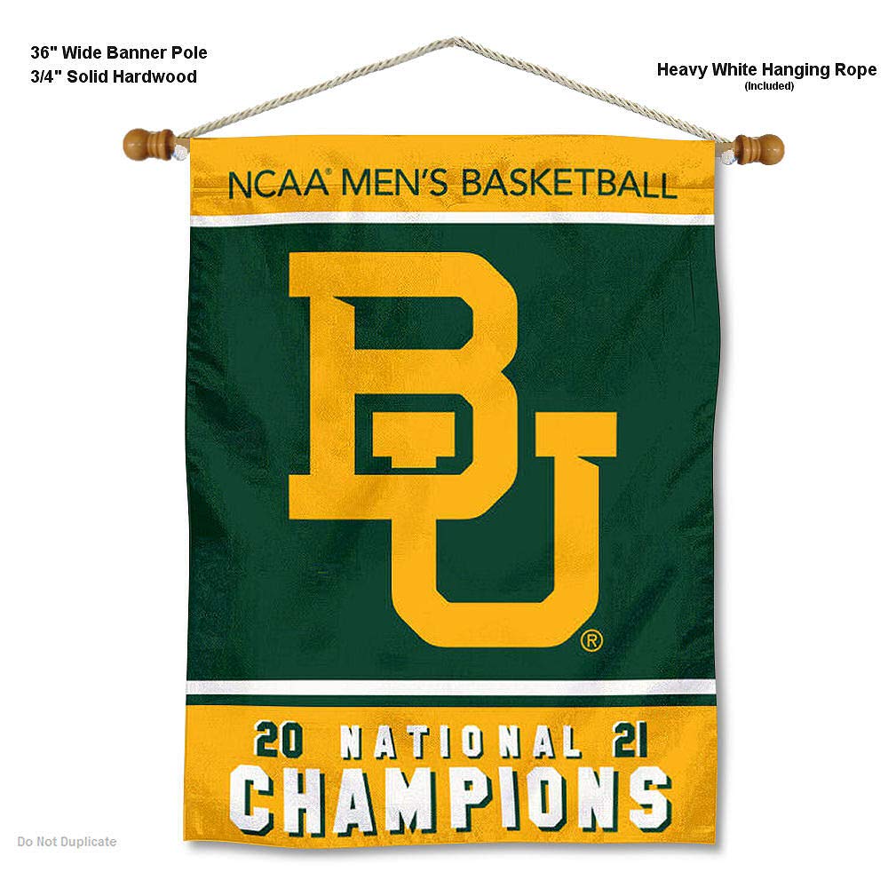 College Flags & Banners Co. Baylor Bears 2021 Mens Basketball National Champions Banner with Hanging Pole - Sports Collectibles, Sports Memorabilia, Sports Fan Shop, Sports Gifts
