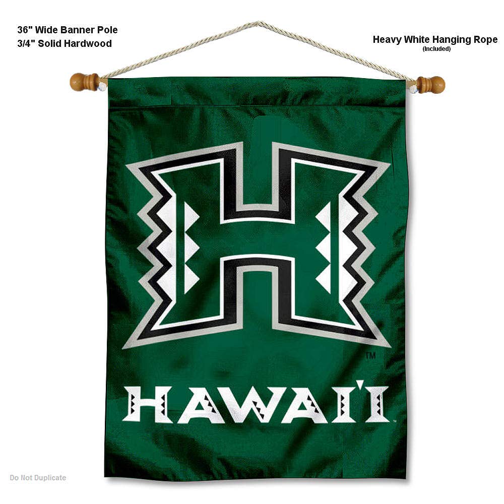 Hawaii Warriors Double Sided House Flag and Wood Banner Pole Set - Sports Collectibles, Sports Memorabilia, Sports Fan Shop, Sports Gifts
