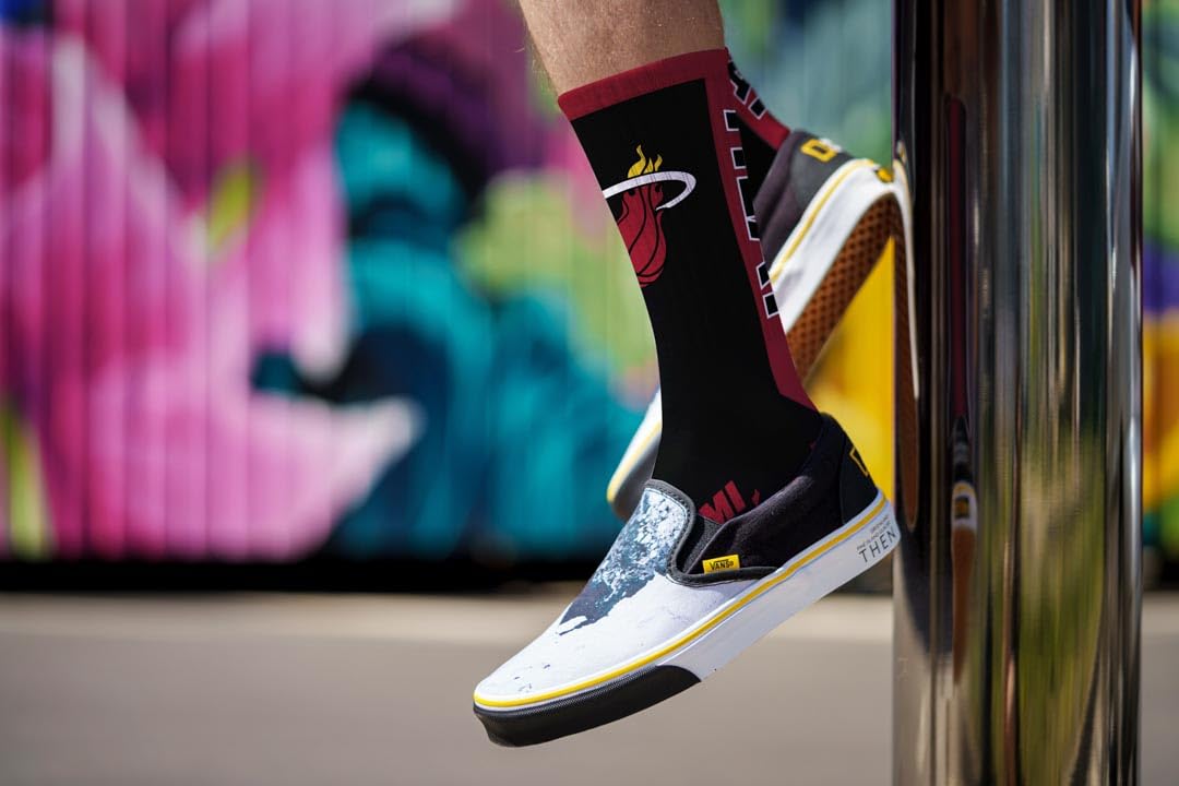 For Bare Feet NBA MIAMI HEAT MVP Crew Sock Team Color Large - Sports Gifts, Sports Memorabilia, Sports Collectibles, Fan Shop