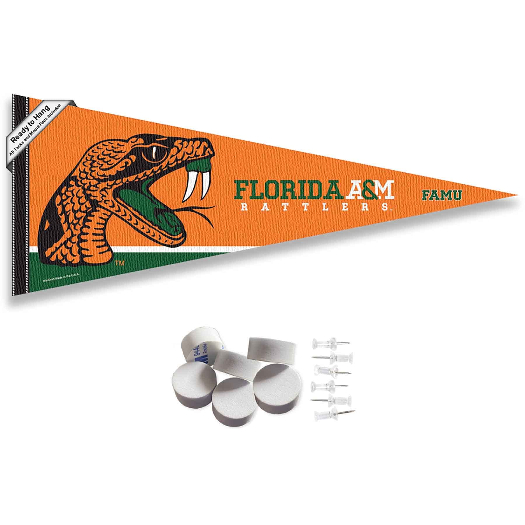 College Flags & Banners Co. Florida A&M Rattlers Pennant Flag and Wall Tack Mount Pads - Sports Gifts, Sports Memorabilia, Sports Collectibles, Fan Shop