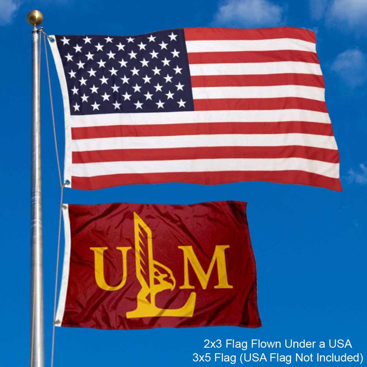 College Flags & Banners Co. Louisiana Monroe Warhawks ULM Logo 2x3 Foot Flag - Sports Collectibles, Sports Memorabilia, Sports Fan Shop, Sports Gifts