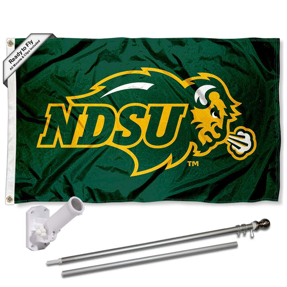 College Flags & Banners Co. North Dakota State Bison Flag with Pole and Bracket Holder University Set - Sports Collectibles, Sports Memorabilia, Sports Fan Shop, Sports Gifts