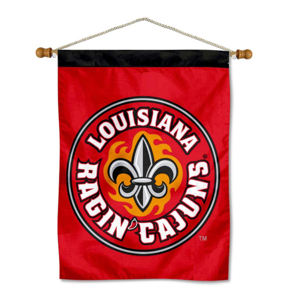 College Flags & Banners Co. Louisiana Lafayette Ragin Cajuns Double Sided House Flag and Wood Banner Pole Set - Sports Collectibles, Sports Memorabilia, Sports Fan Shop, Sports Gifts