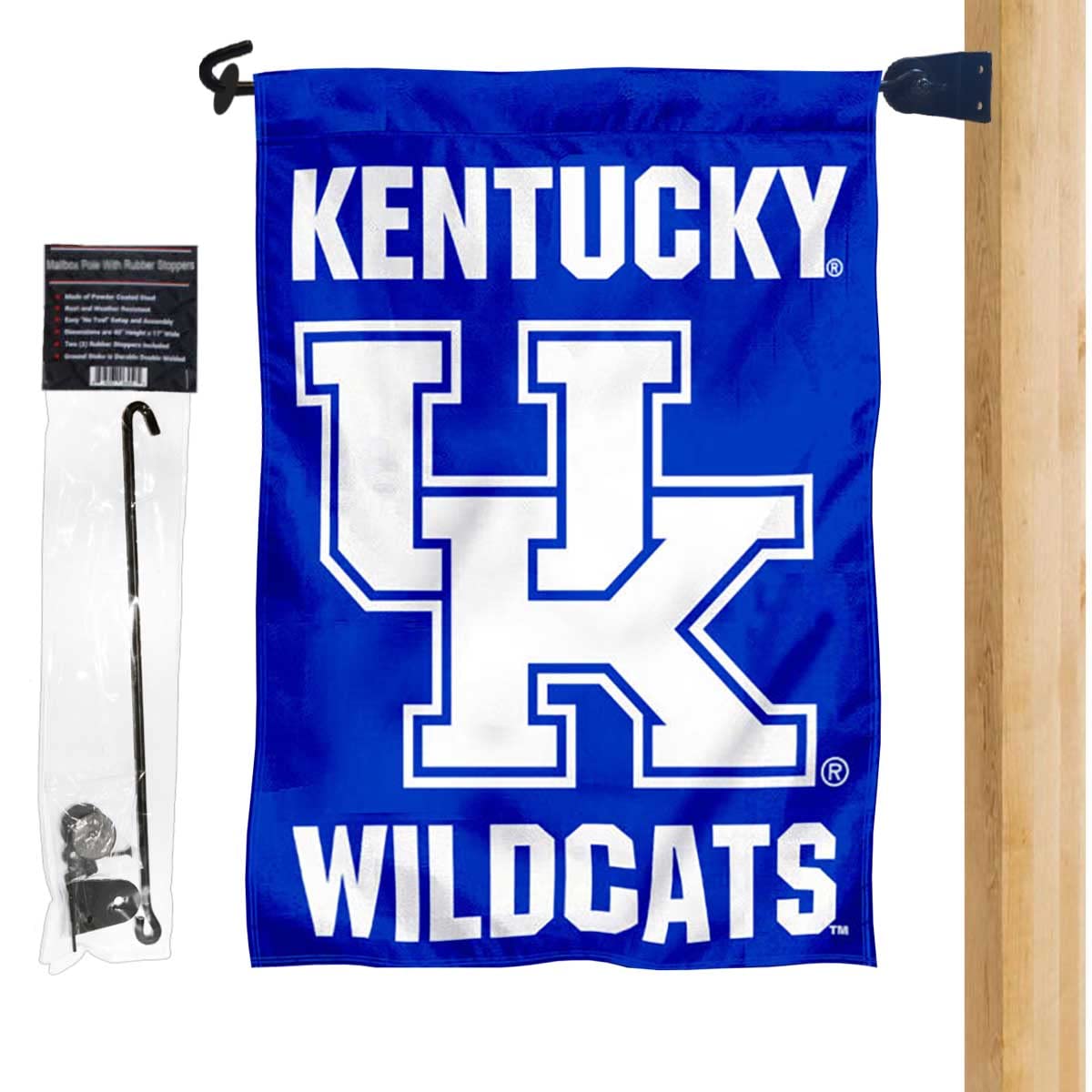 Kentucky UK Wildcats Wordmark Garden Flag and Mailbox Post Pole Mount Holder Set - Sports Collectibles, Sports Memorabilia, Sports Fan Shop, Sports Gifts
