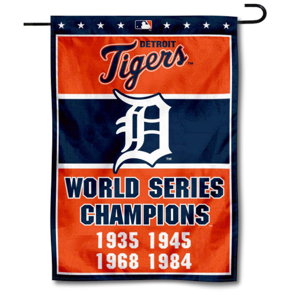 WinCraft Detroit Baseball 4-Time World Champions Double Sided Garden Flag - Sports Collectibles, Sports Memorabilia, Sports Fan Shop, Sports Gifts