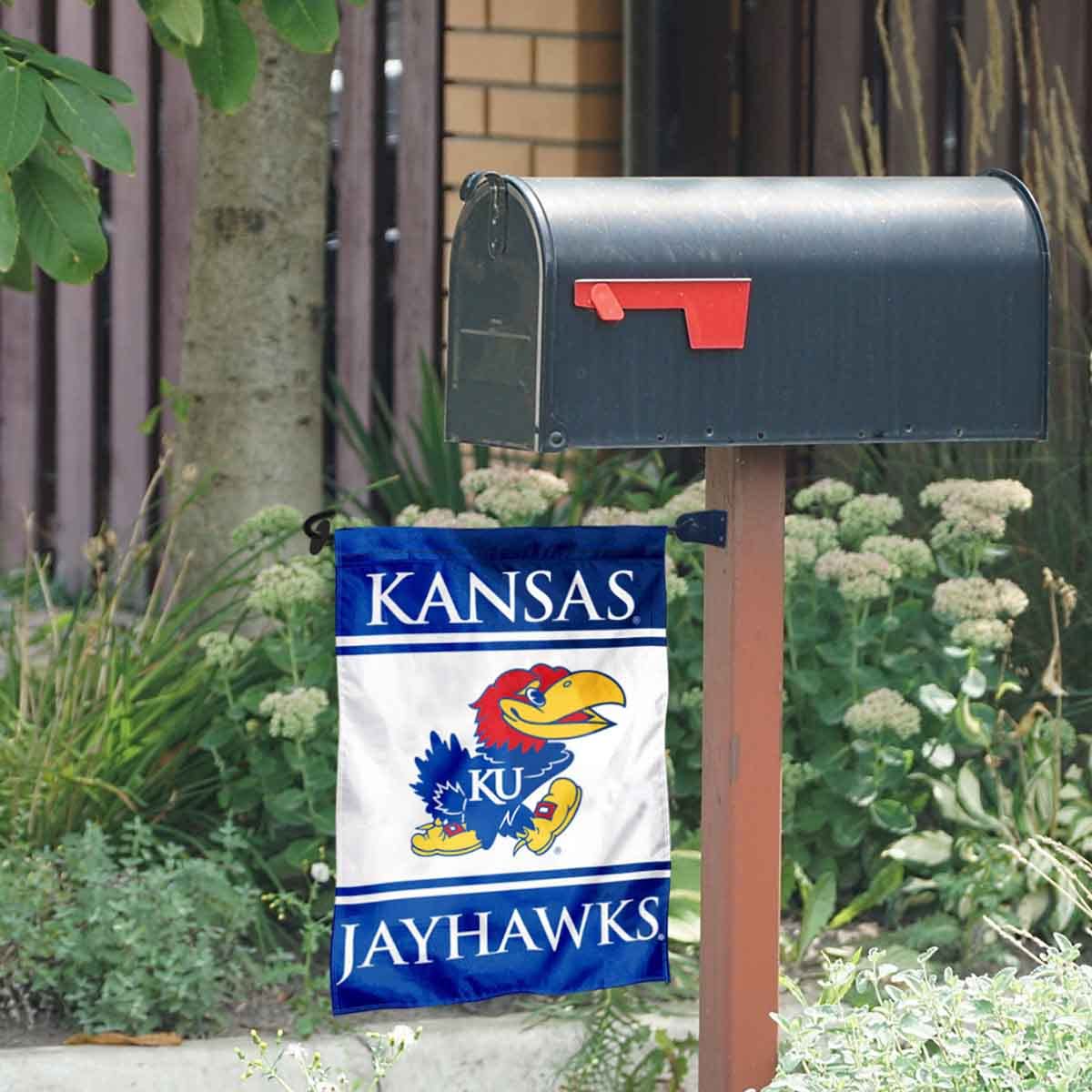 College Flags & Banners Co. Kansas Jayhawks Garden Flag and Mailbox Post Pole Mount Holder Set - Sports Collectibles, Sports Memorabilia, Sports Fan Shop, Sports Gifts