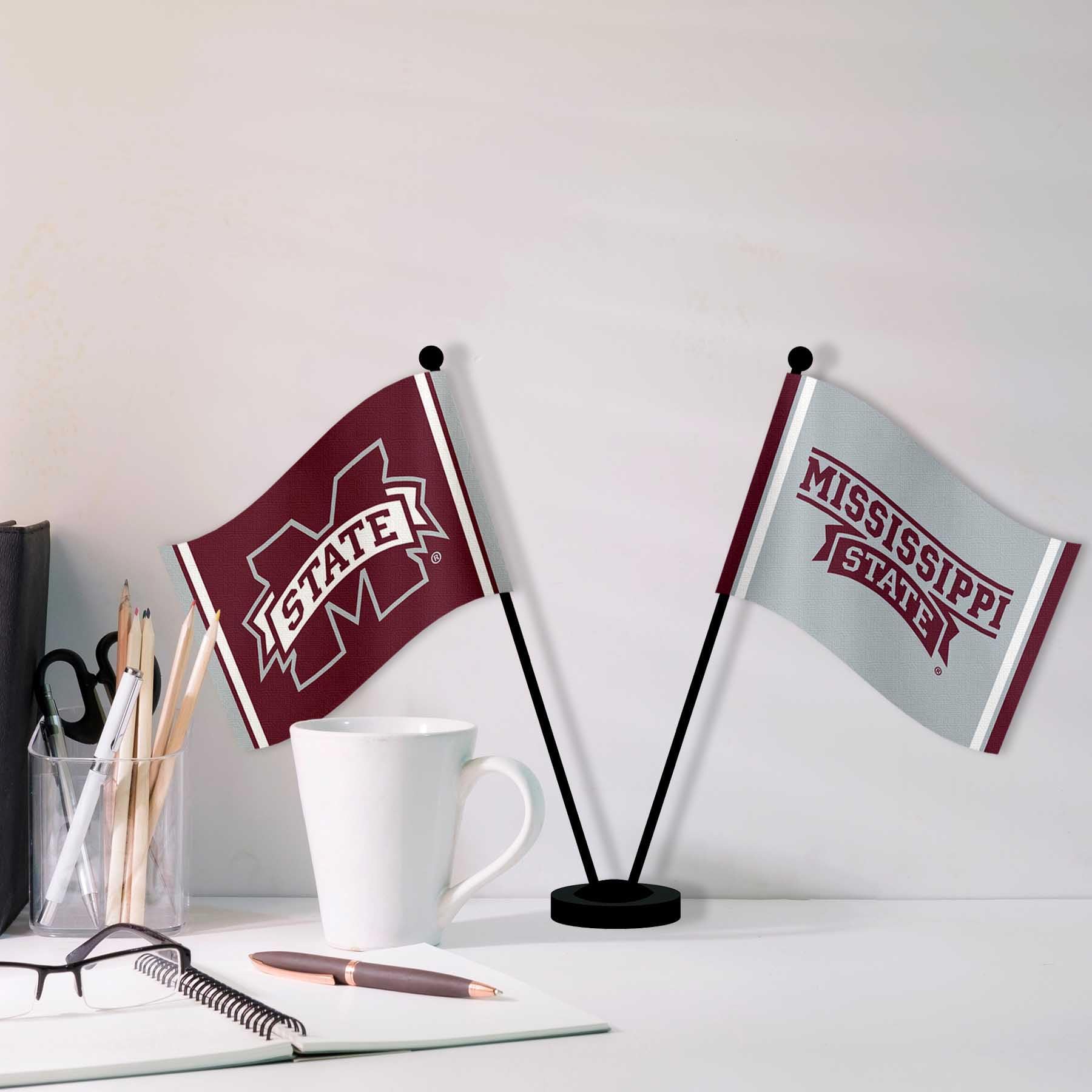 WinCraft Mississippi State Bulldogs Desk and Table Top Flags - Sports Collectibles, Sports Memorabilia, Sports Fan Shop, Sports Gifts