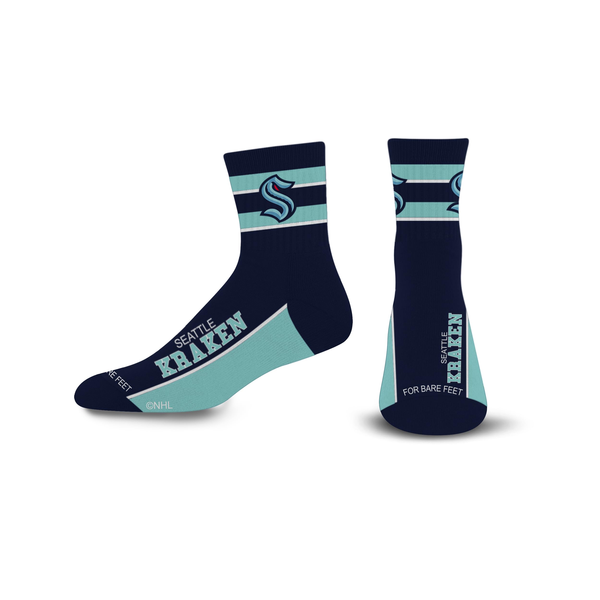 For Bare Feet NHL SEATTLE KRAKEN Lil' Deuce Quarter Sock Team Color Large - Sports Gifts, Sports Memorabilia, Sports Collectibles, Fan Shop