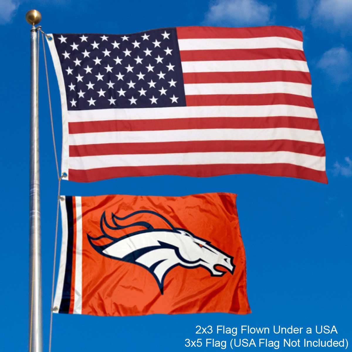 WinCraft Denver Broncos 2x3 Feet Flag - Sports Collectibles, Sports Memorabilia, Sports Fan Shop, Sports Gifts