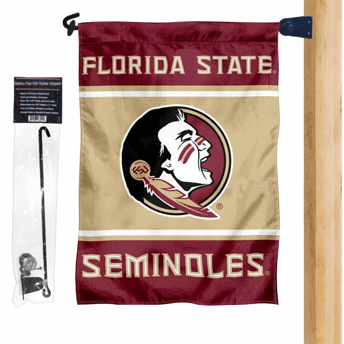 FSU Seminoles Garden Flag and Mailbox Post Pole Mount Holder Set - Sports Collectibles, Sports Memorabilia, Sports Fan Shop, Sports Gifts