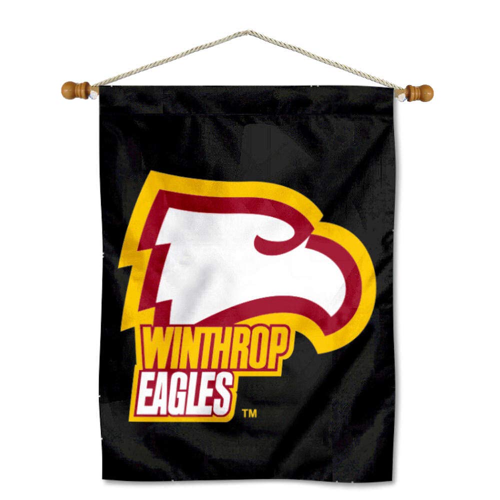 Winthrop Eagles House Flag and Wood Banner Pole Set - Sports Collectibles, Sports Memorabilia, Sports Fan Shop, Sports Gifts