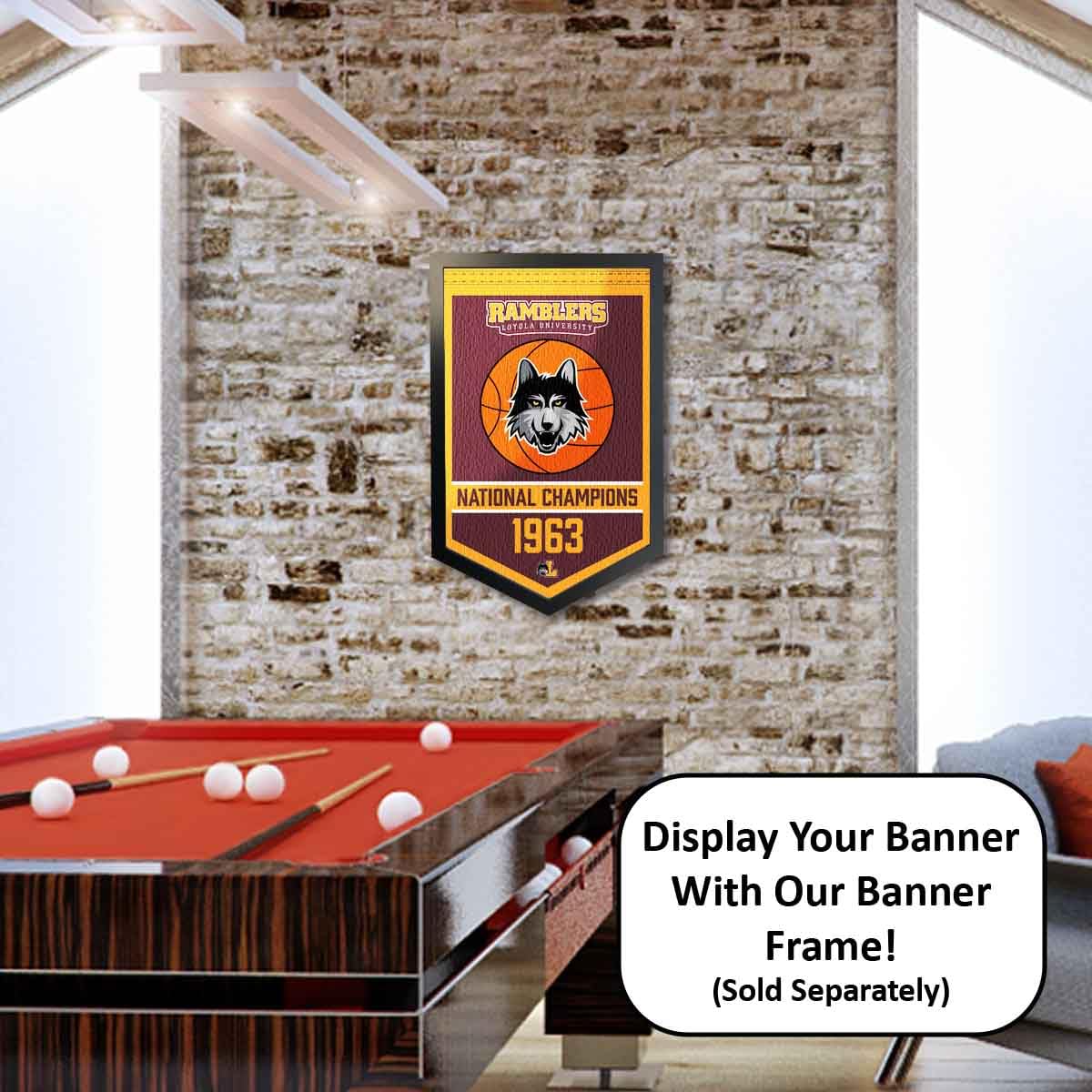 Loyola Chicago Ramblers Basketball National Champions Banner - Sports Collectibles, Sports Memorabilia, Sports Fan Shop, Sports Gifts