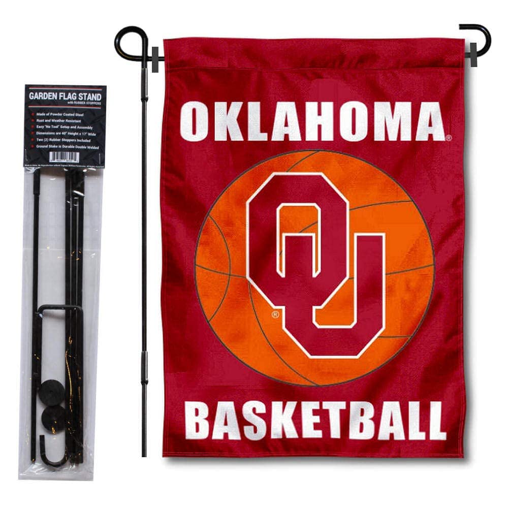 Oklahoma Sooners Basketball Garden Banner and USA Flag Stand Pole Holder Set - Sports Collectibles, Sports Memorabilia, Sports Fan Shop, Sports Gifts