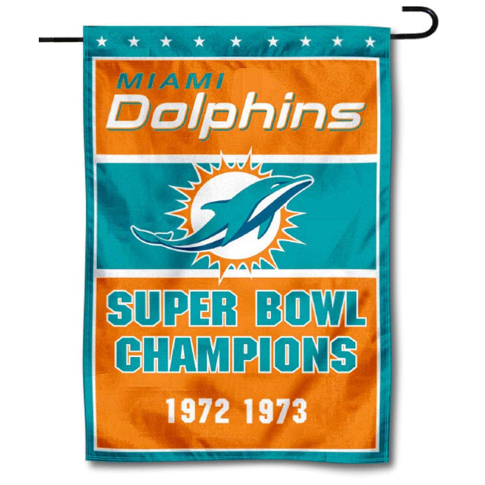 WinCraft Miami Dolphins 2 Time Super Bowl Champions Double Sided Garden Flag - Sports Collectibles, Sports Memorabilia, Sports Fan Shop, Sports Gifts