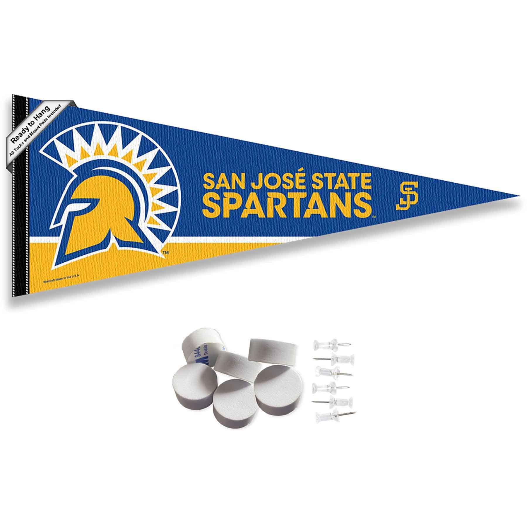 College Flags & Banners Co. San Jose State Spartans Pennant Flag and Wall Tack Mount Pads - Sports Collectibles, Sports Memorabilia, Sports Fan Shop, Sports Gifts