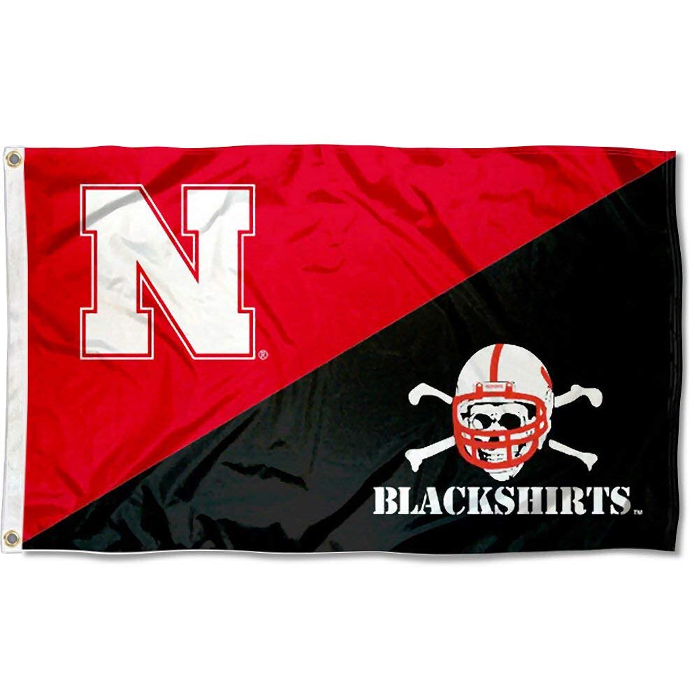 College Flags & Banners Co. Nebraska Cornhuskers Divided Blackshirts and USA Flag 3x5 Set - Sports Collectibles, Sports Memorabilia, Sports Fan Shop, Sports Gifts