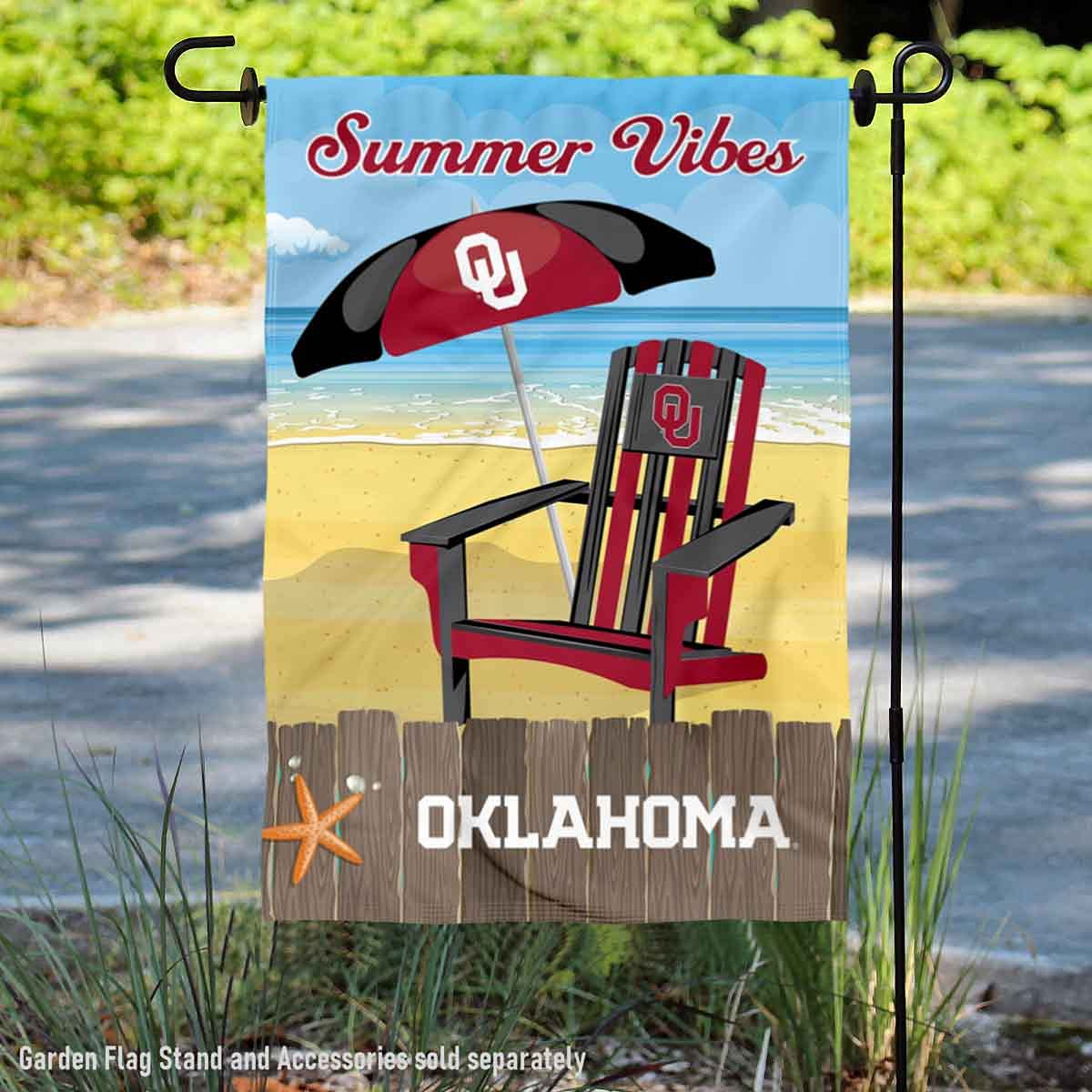 College Flags & Banners Co. Oklahoma Sooners Summer Season Vibes Double Sided Garden Yard Flag - Sports Collectibles, Sports Memorabilia, Sports Fan Shop, Sports Gifts
